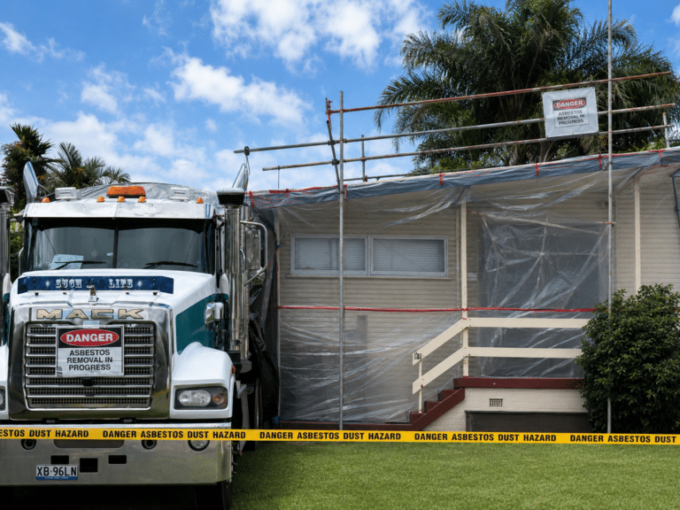Containment area established before asbestos removal begins