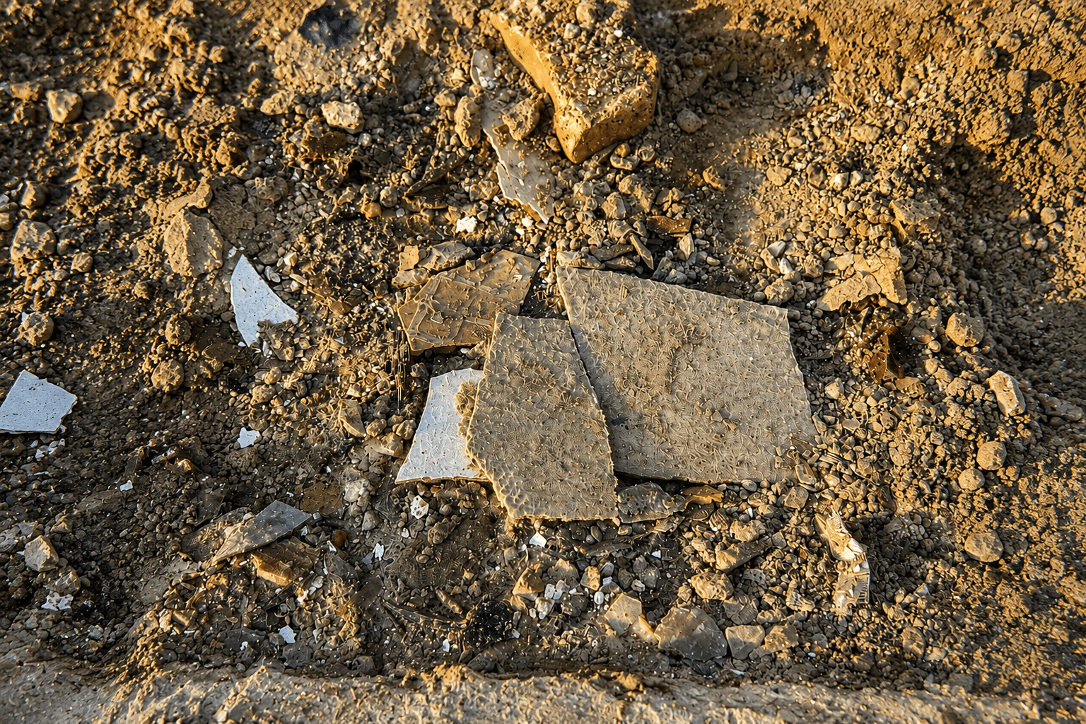 Bonded asbestos cement fragments uncovered in contaminated soil
