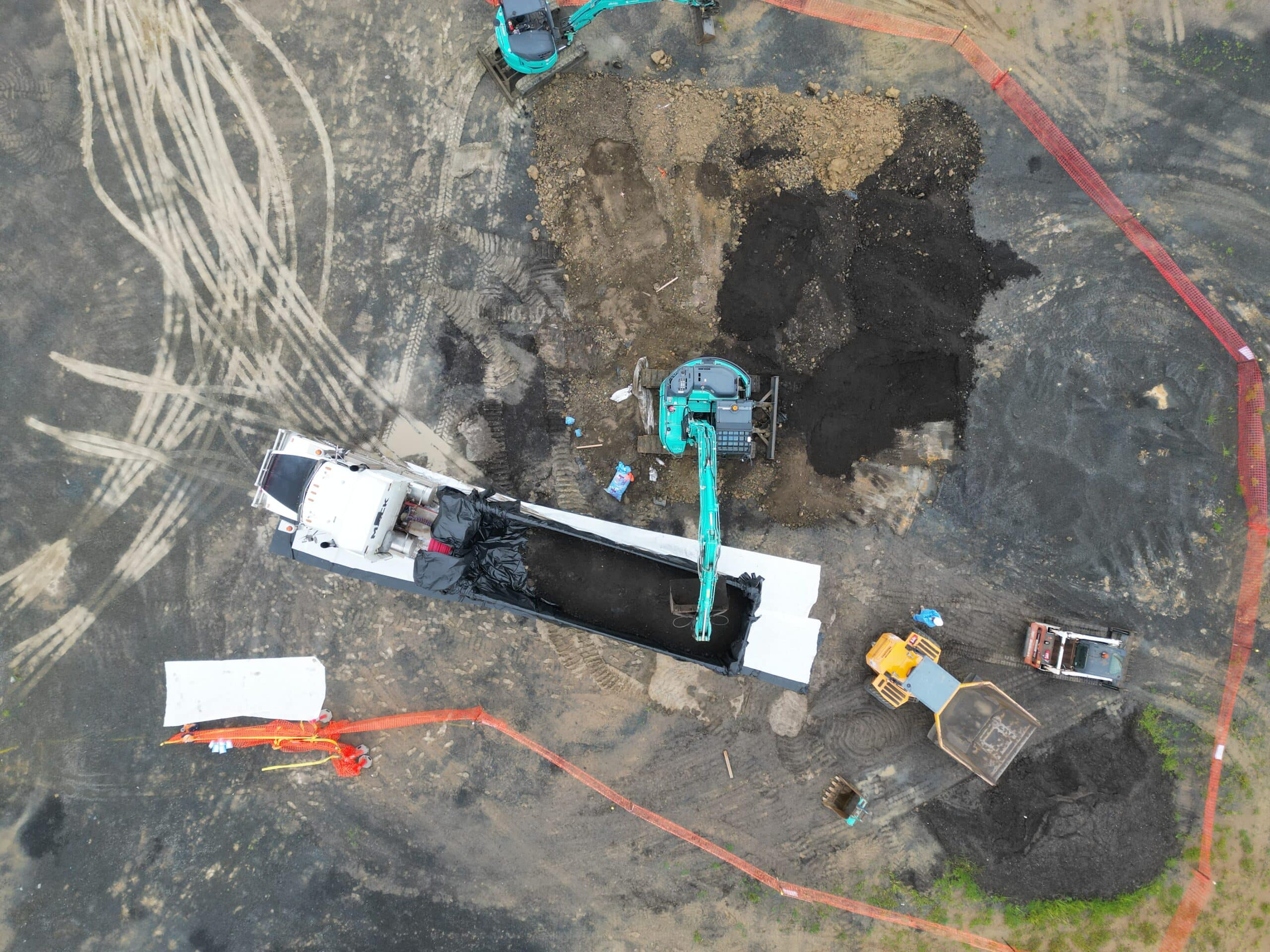 wrapped asbestos waste.