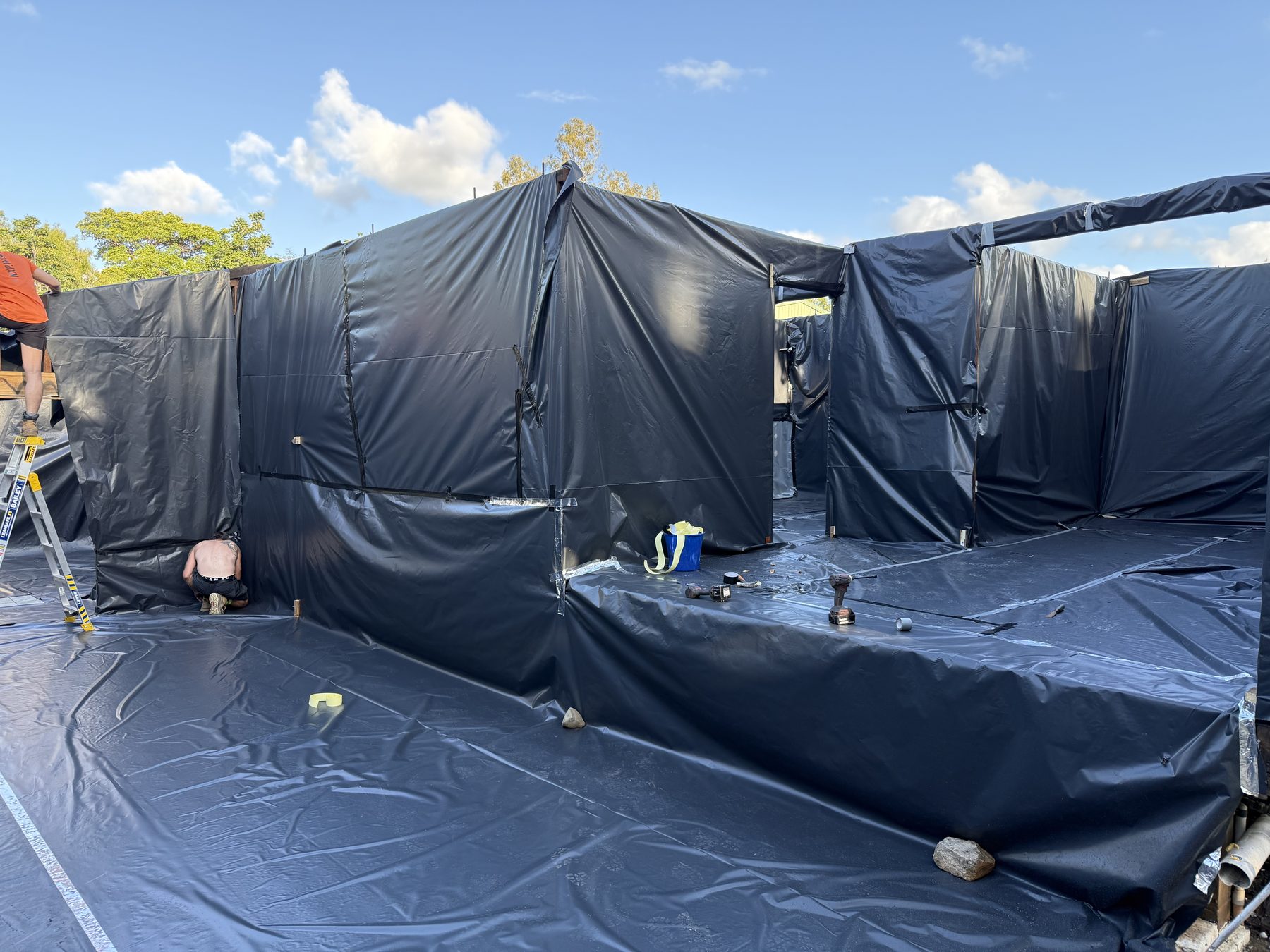 Decontamination setup at enclosure