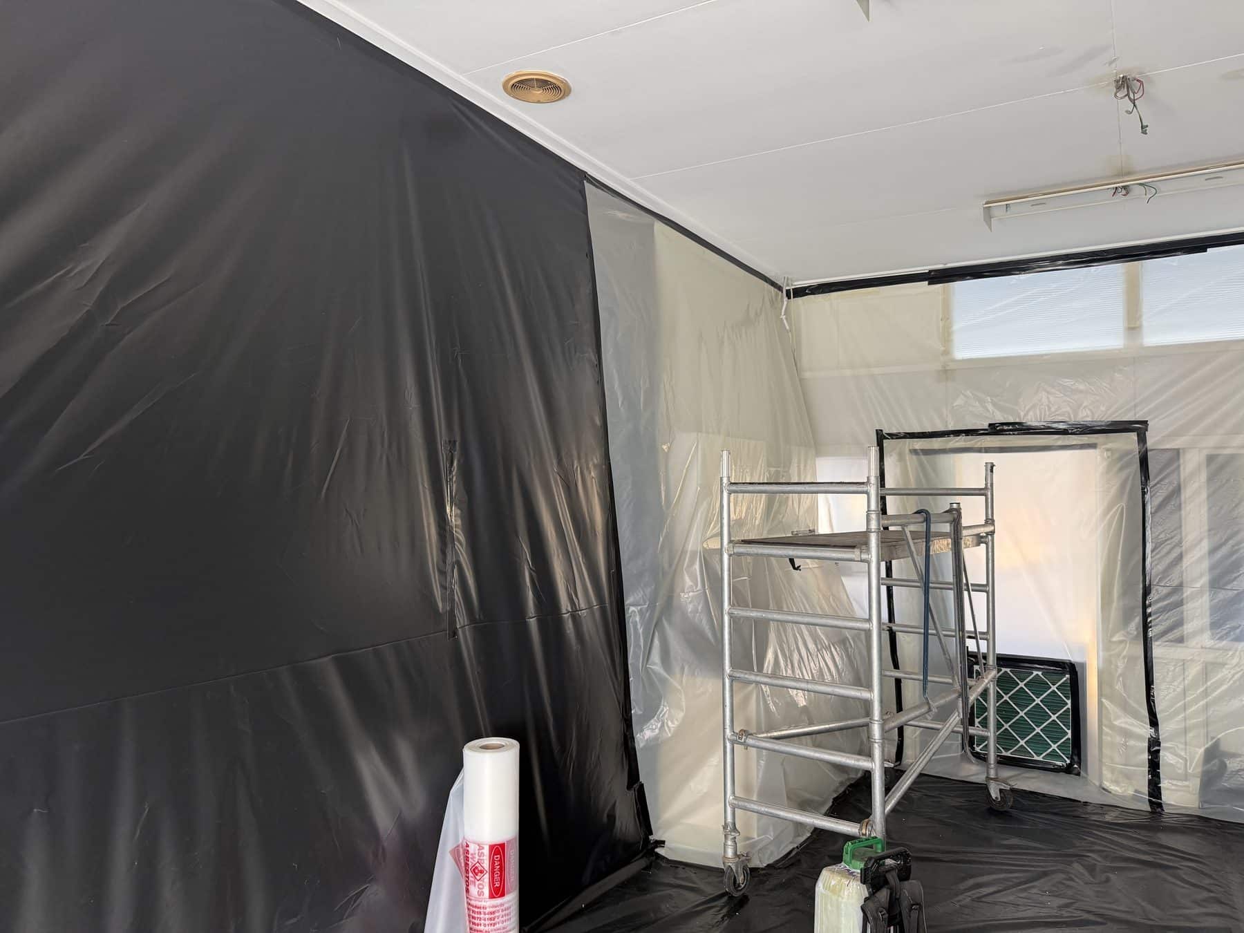 Sealed enclosure with poly lining and scaffold